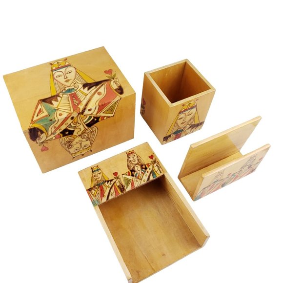 Anhuri Gift King Queen of Hearts Desk Organizer Se - Picture 2 of 11